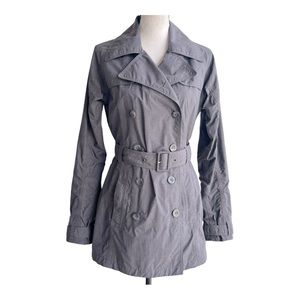 North Face Women Belted  Full-Zip Gray‎ Trench Coat Size Small